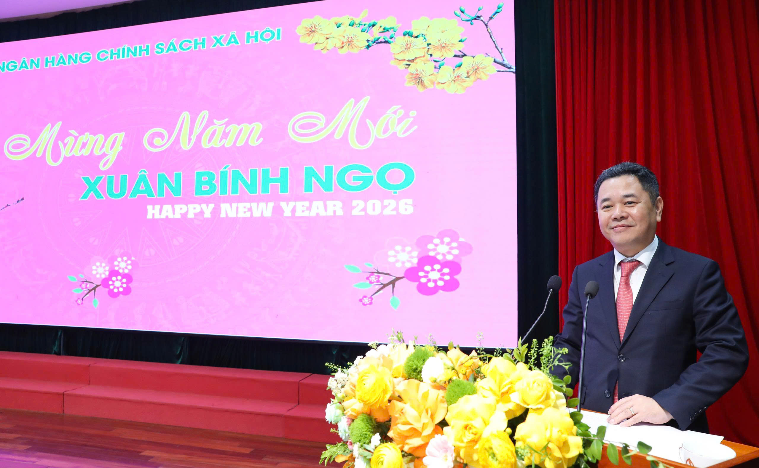 Phó Thống đốc Nguyễn Ngọc Cảnh phát biểu tại buổi giao ban đầu xuân tại NHCSXH