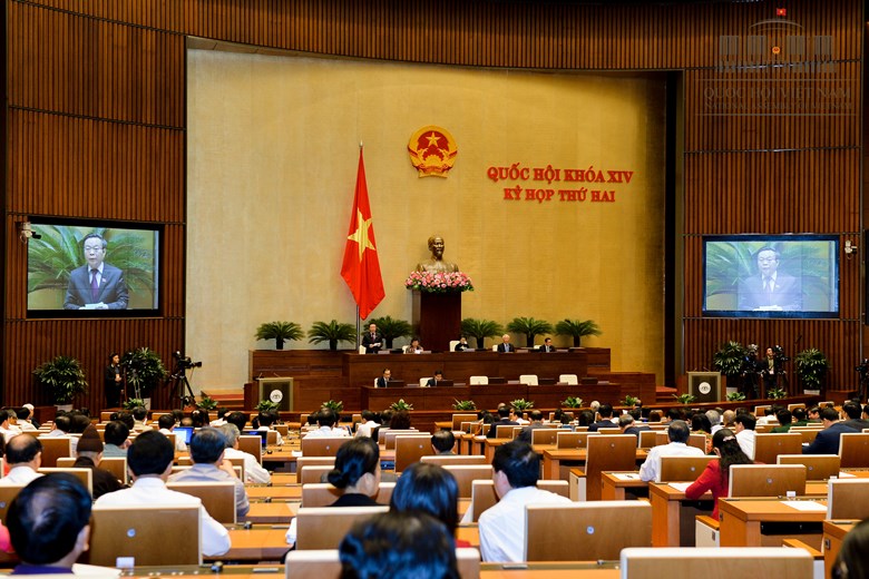Quốc hội làm việc tại Hội trường (nguồn: Quochoi.vn)