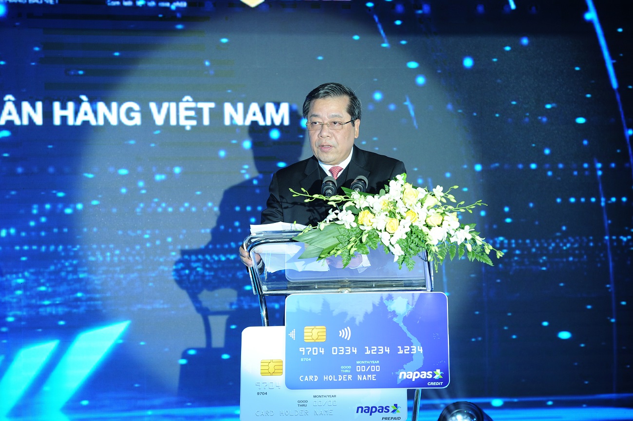 Phó Thống đốc NHNN Nguyễn Kim Anh phát biểu tại lễ ra mắt sản phẩm Thẻ tín dụng nội địa và Thẻ trả trước nội địa của các ngân hàng