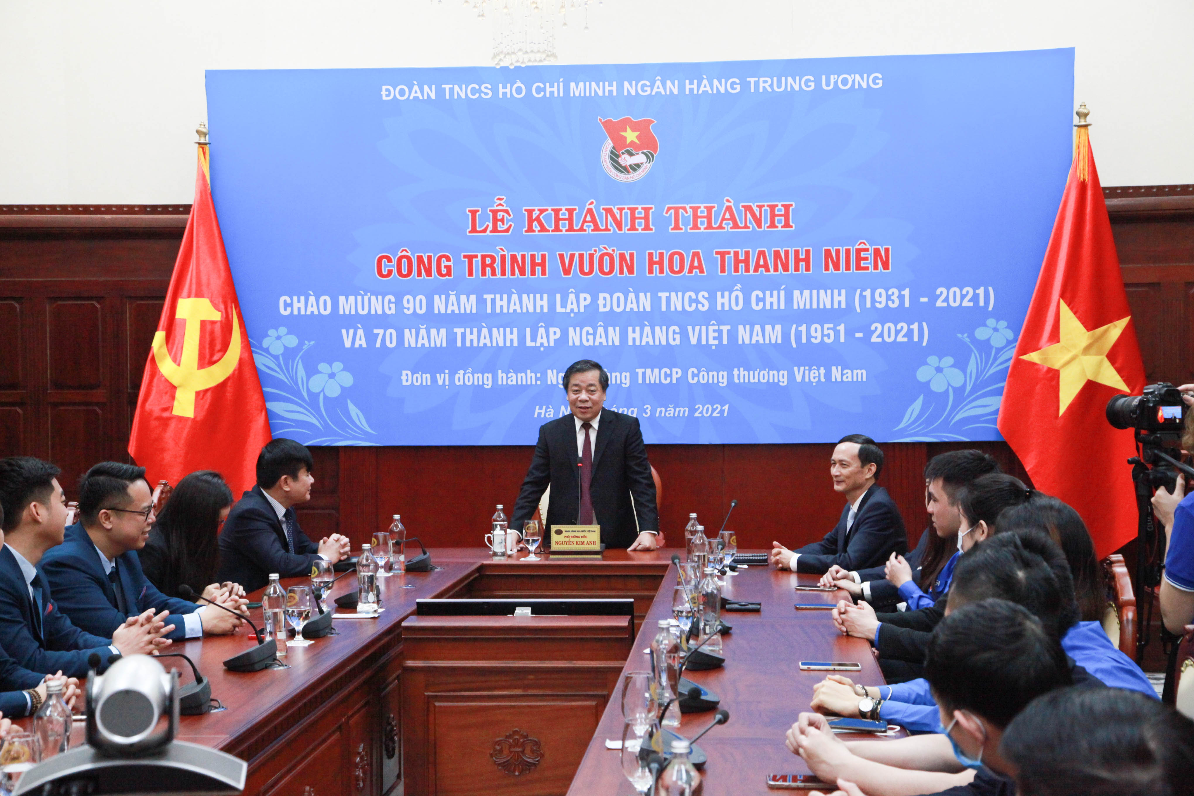 Đồng chí Nguyễn Kim Anh - Uỷ viên Ban Cán sự Đảng, Phó Thống đốc NHNN phát biểu tại lễ khánh thành.