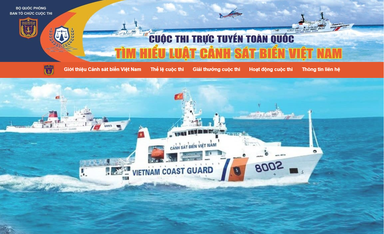 Trang chủ Cuộc thi trực tuyến "Tìm hiểu Luật Cảnh sát biển Việt Nam".
