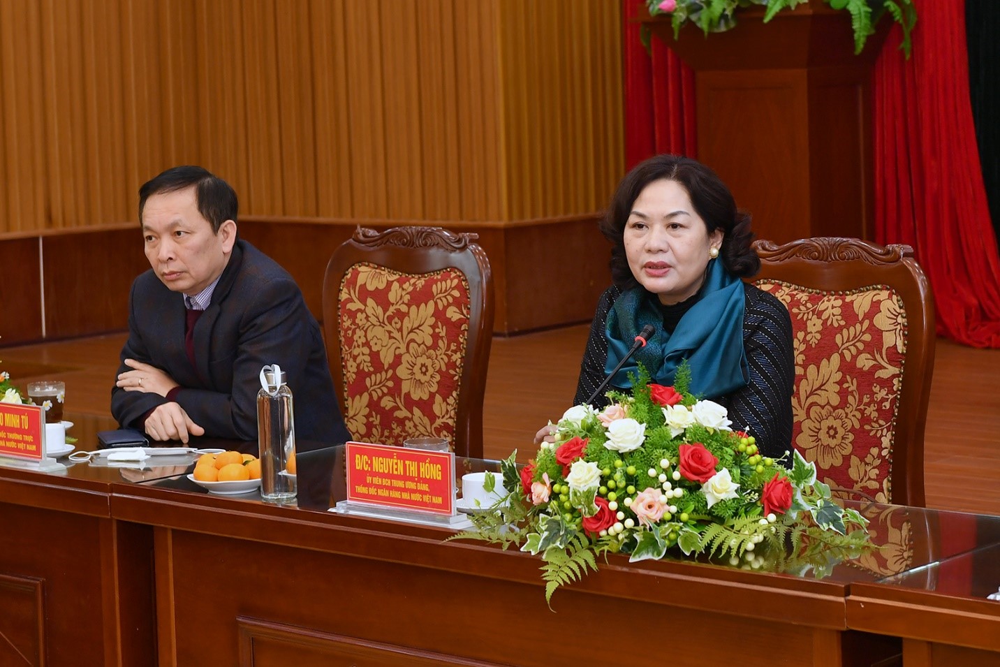 Thống đốc NHNN Nguyễn Thị Hồng phát biểu tại buổi làm việc