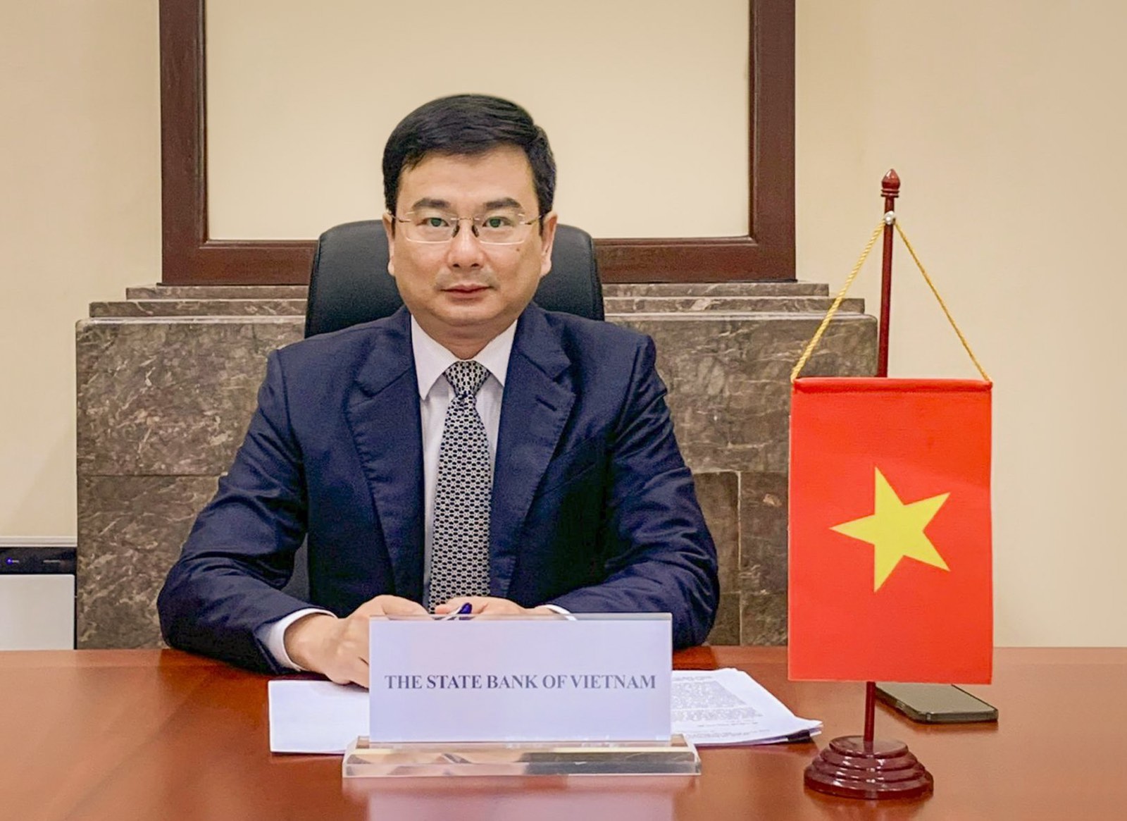 Phó Thống đốc Phạm Thanh Hà phát biểu tại buổi tiếp.