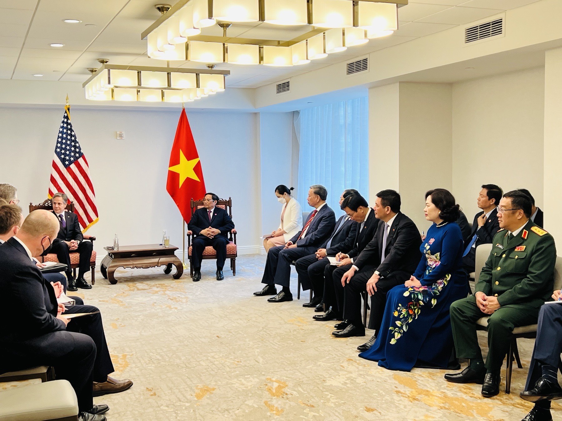 Toàn cảnh buổi tiếp của Thủ tướng Chính phủ Phạm Minh Chính và Ông Antony Blinken, Ngoại trưởng Hoa Kỳ