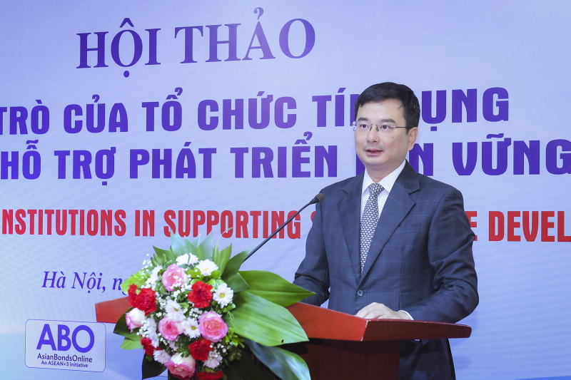 Deputy Governor Pham Thanh Ha speaks at the Workshop