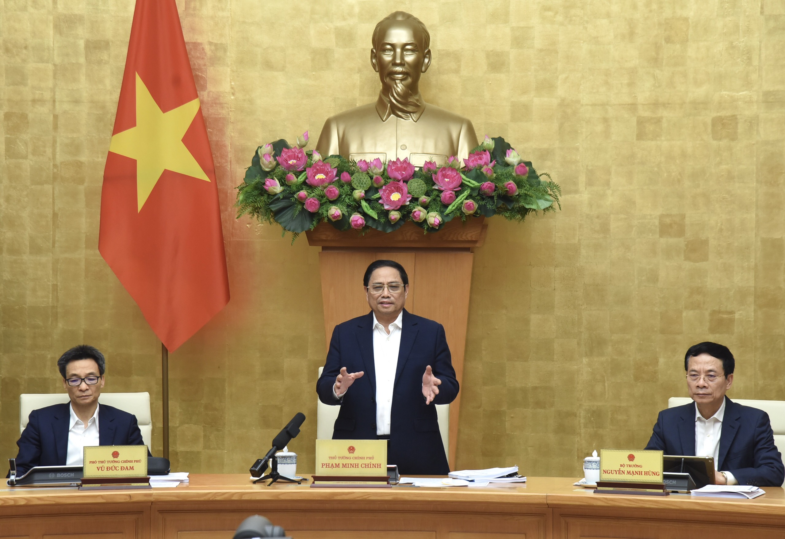 Thủ tướng Phạm Minh Chính chủ trì Hội nghị Truyền thông chính sách (Ảnh: Trần Hải)