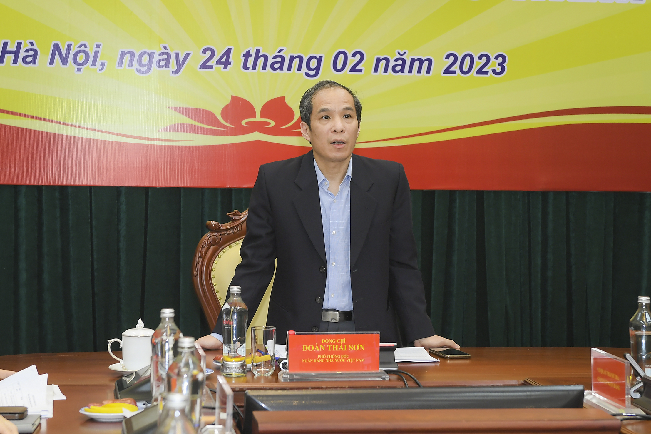 Phó Thống đốc Đoàn Thái Sơn phát biểu chỉ đạo tại Hội nghị (Ảnh: ĐK)