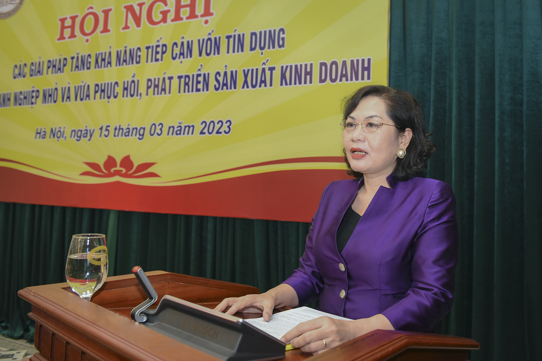 Thống đốc Nguyễn Thị Hồng phát biểu khai mạc Hội nghị