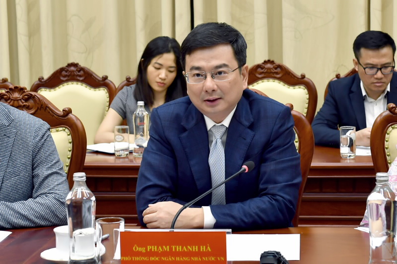 Deputy Governor Pham Thanh Ha speaks at the meeting