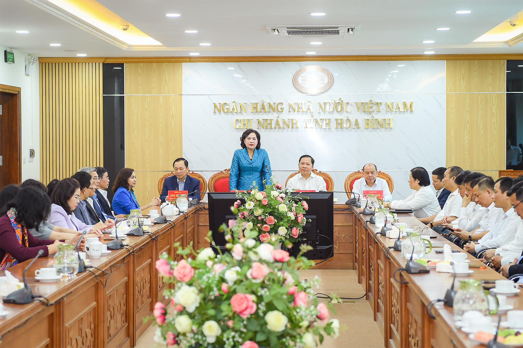 Thống đốc NHNN Nguyễn Thị Hồng phát biểu tại buổi làm việc