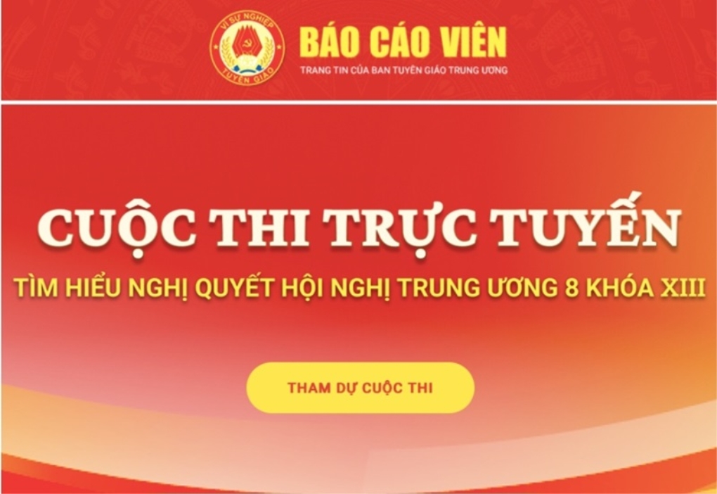 Banner Cuộc thi trực tuyến tìm hiểu Nghị quyết Hội nghị Trung ương 8 khóa XIII