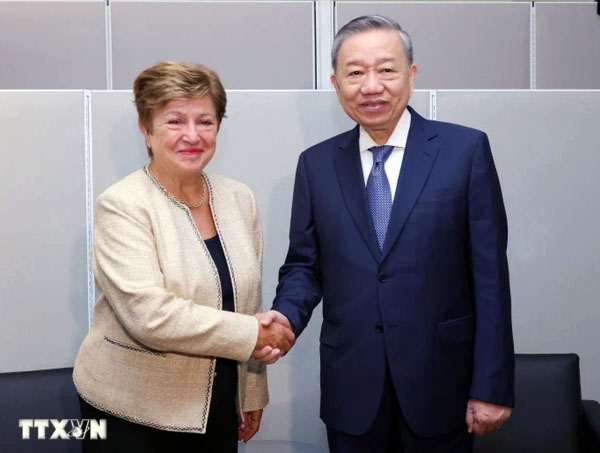 Tổng Bí thư, Chủ tịch nước Tô Lâm tiếp Tổng Giám đốc IMF Kristalina Georgieva (Ảnh: TTXVN)