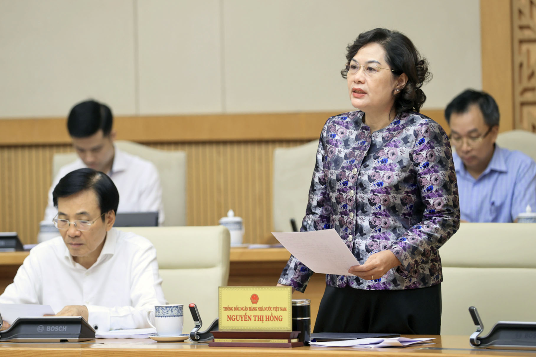 Thống đốc Nguyễn Thị Hồng phát biểu tại phiên họp