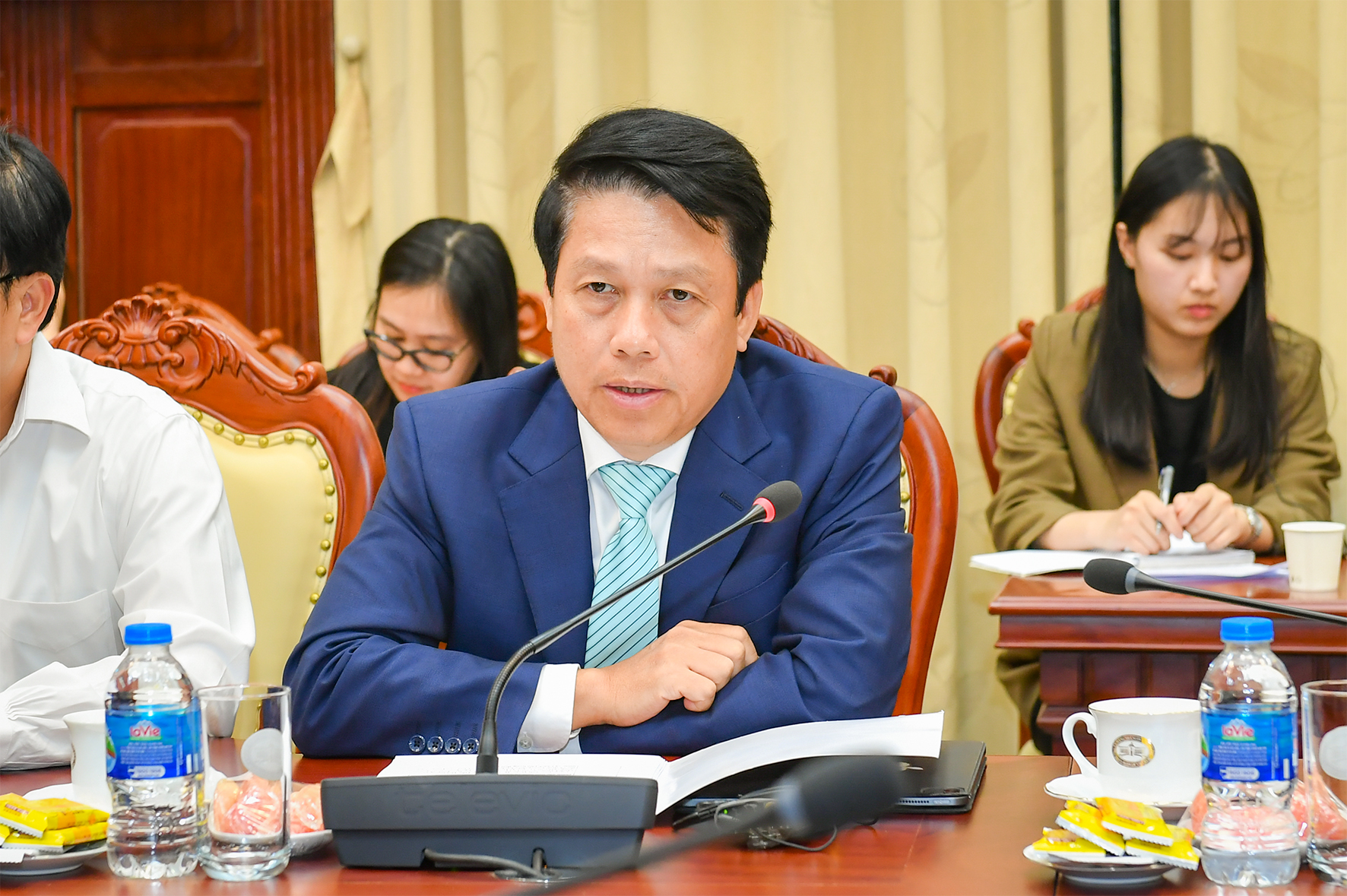 Phó Thống đốc Phạm Tiến Dũng phát biểu tại buổi làm việc