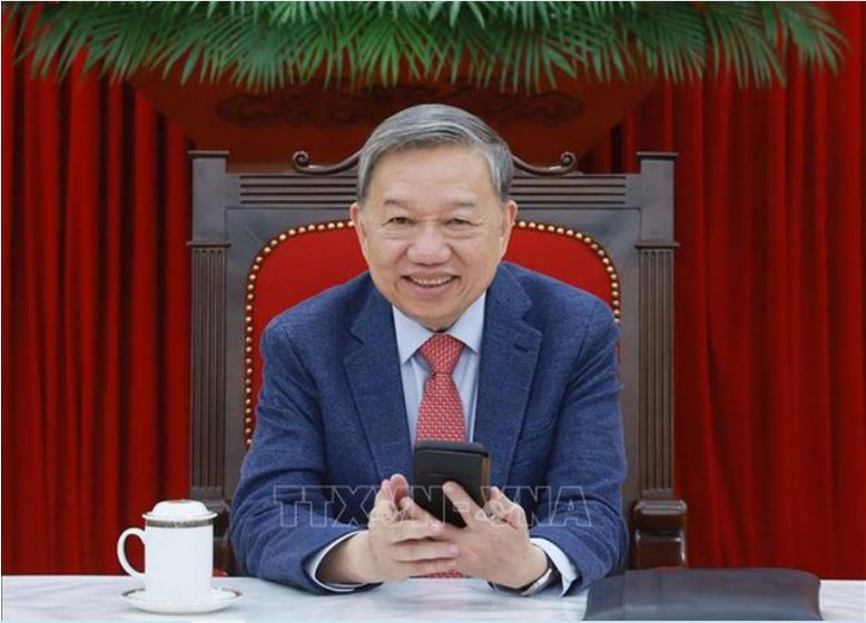 General Secretary To Lam held a telephone conversation with U.S. President Donald Trump. Photo: Thong Nhat/VNA
