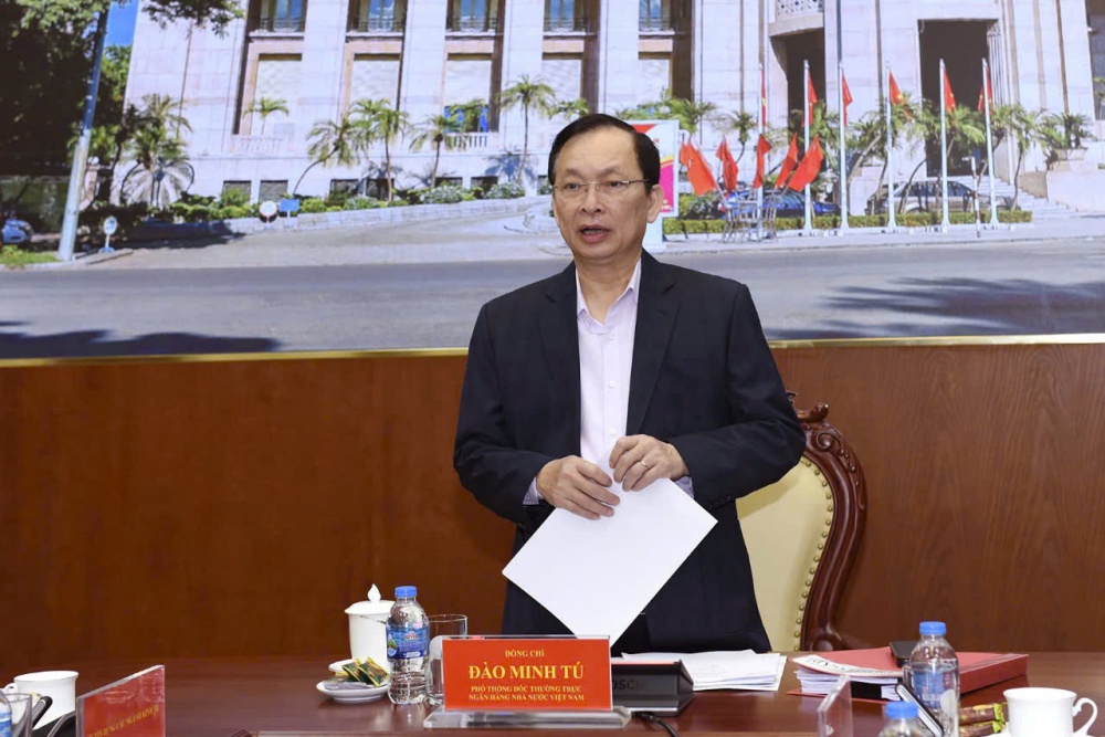 Phó Thống đốc Thường trực Đào Minh Tú phát biểu tại cuộc làm việc