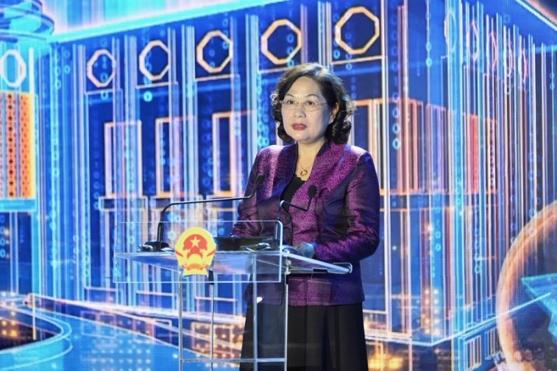 SBV Governor Nguyen Thi Hong delivers her opening speech at the event